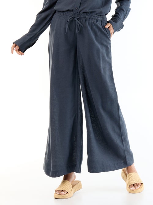 Pantalon large de maternité en lin mélangé - Kiabi Pantalon large de maternité en lin mélangé - Kiabi