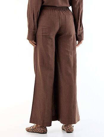 Pantalon large de maternité en lin mélangé