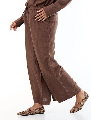 Pantalon large de maternité en lin mélangé