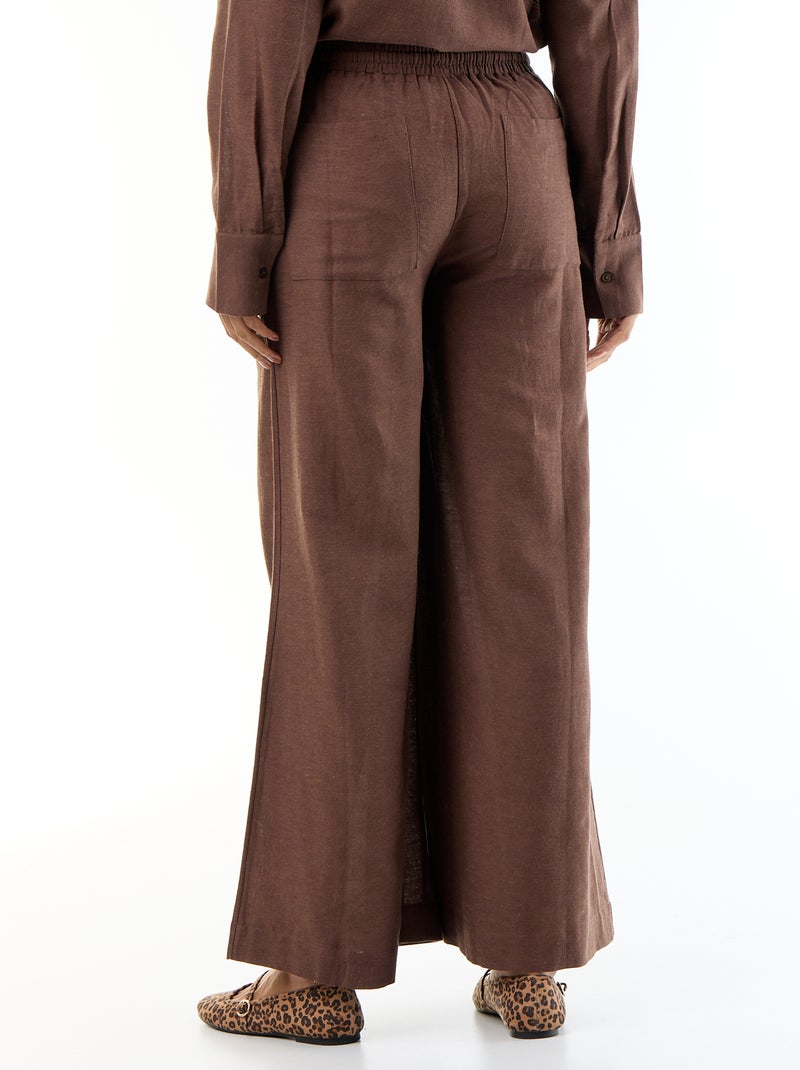 Pantalon large de maternité en lin mélangé Marron - Kiabi