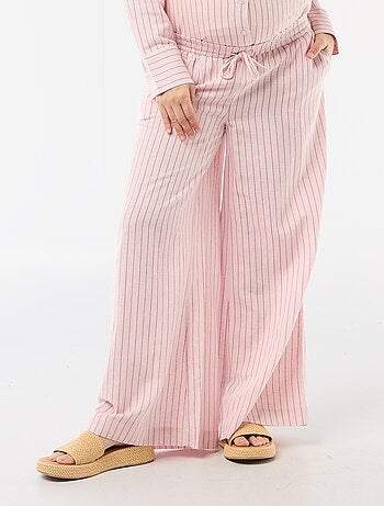Pantalon large de maternité en lin mélangé