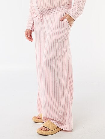 Pantalon large de maternité en lin mélangé