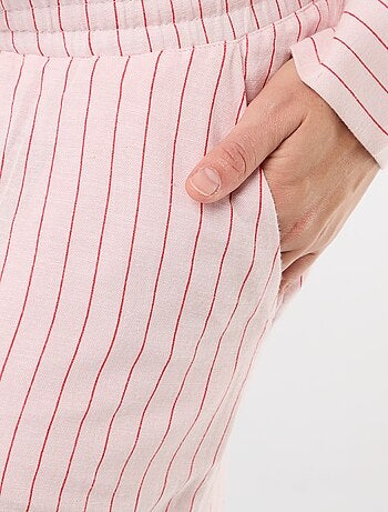 Pantalon large de maternité en lin mélangé