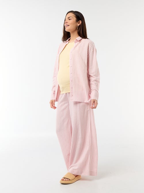 Pantalon large de maternité en lin mélangé - Kiabi
