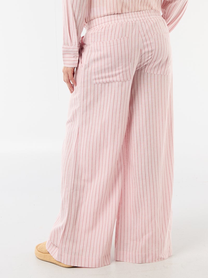 Pantalon large de maternité en lin mélangé Rose - Kiabi