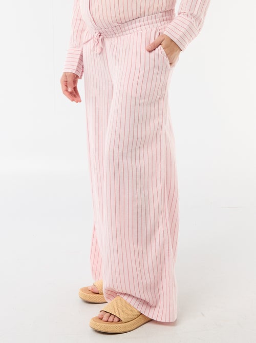 Pantalon large de maternité en lin mélangé - Kiabi