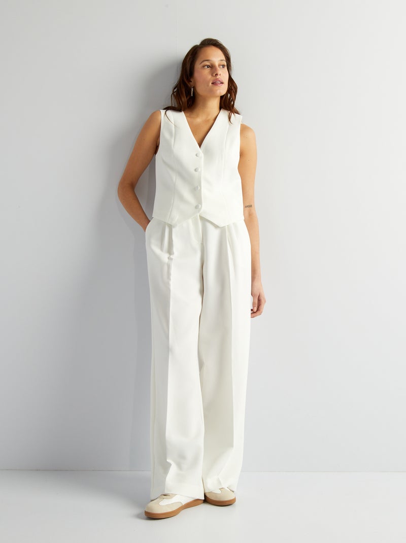 Pantalon large d'ensemble blanc - Kiabi