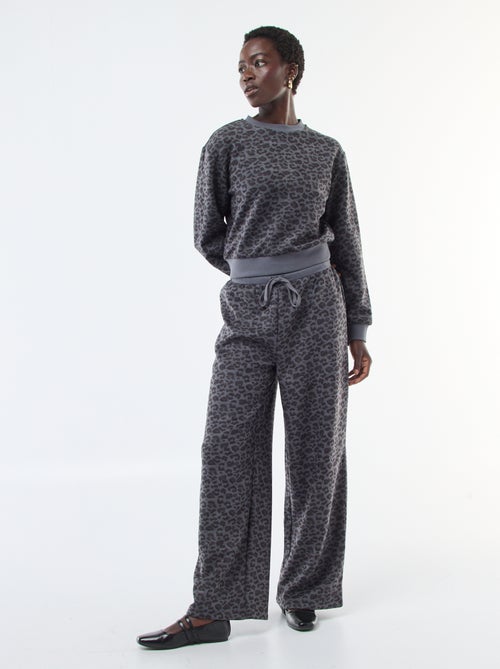 Pantalon large doudou léopard - Kiabi