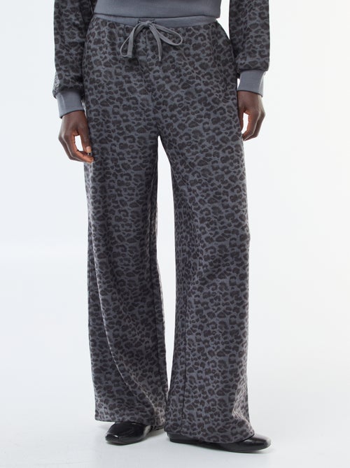 Pantalon large doudou léopard - Kiabi