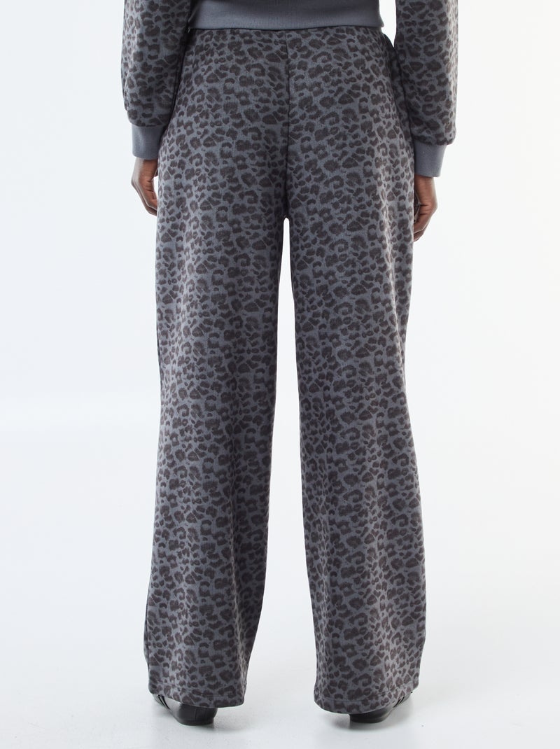 Pantalon large doudou léopard Gris - Kiabi