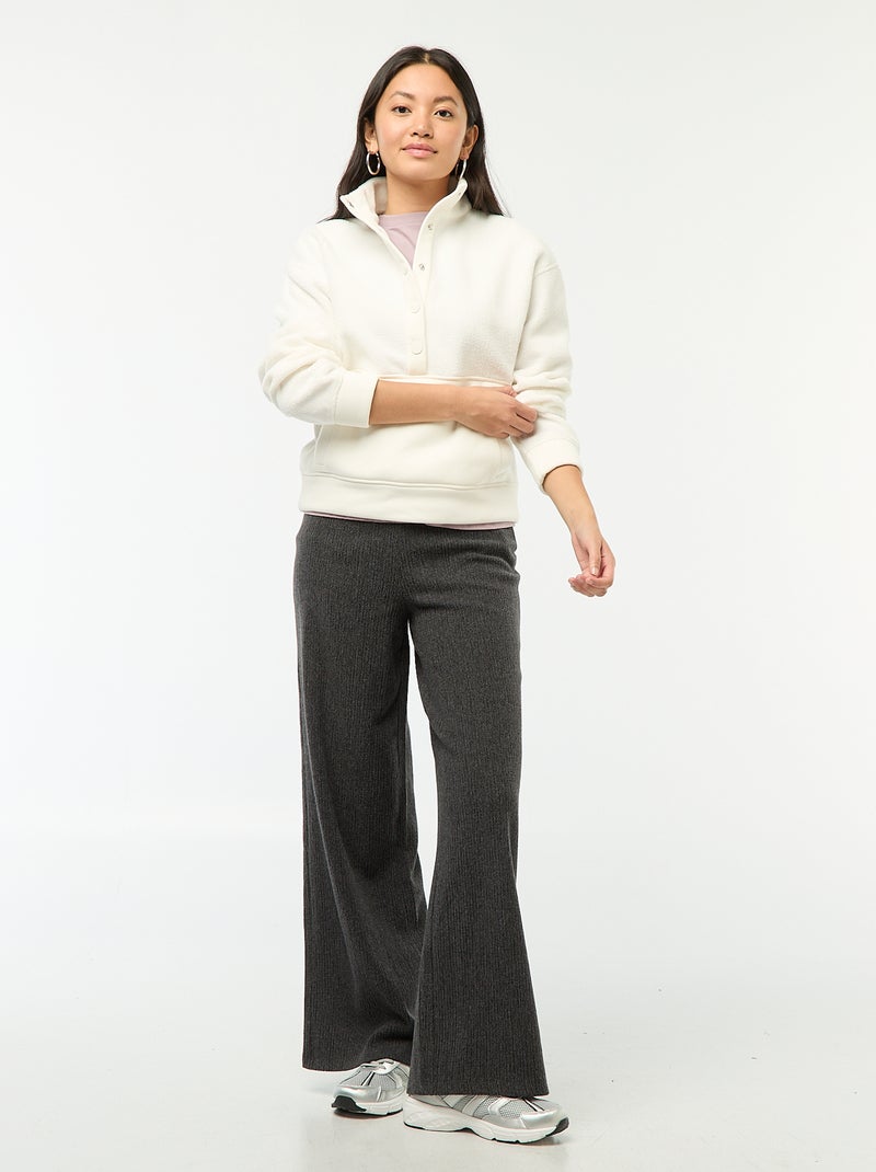 Pantalon large doudou uni Gris - Kiabi