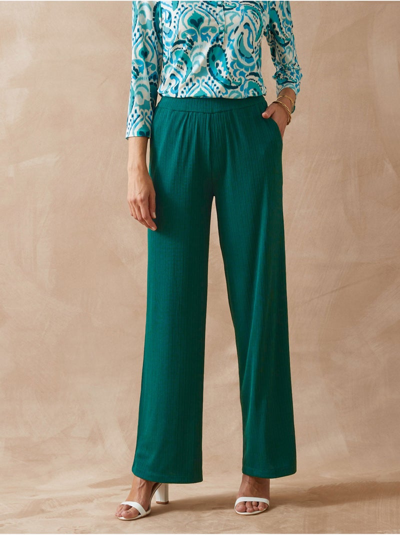 Pantalon large effet plissé - DAXON Vert émeraude - Kiabi