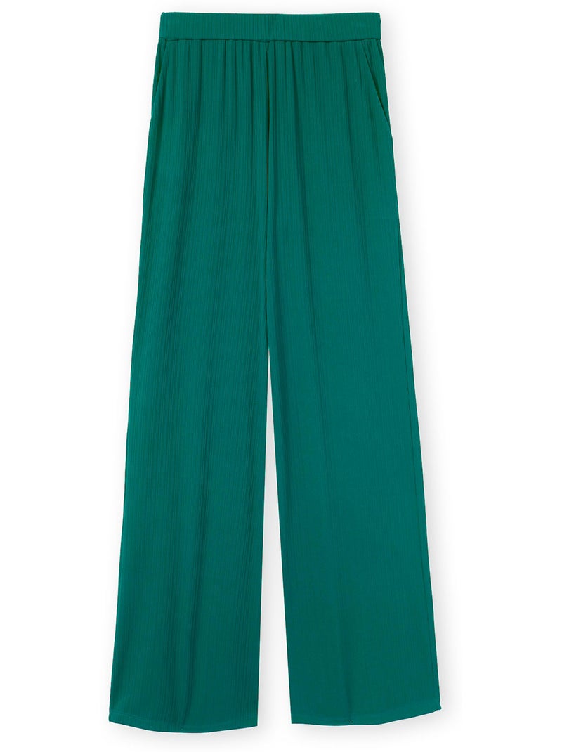 Pantalon large effet plissé - DAXON Vert émeraude - Kiabi