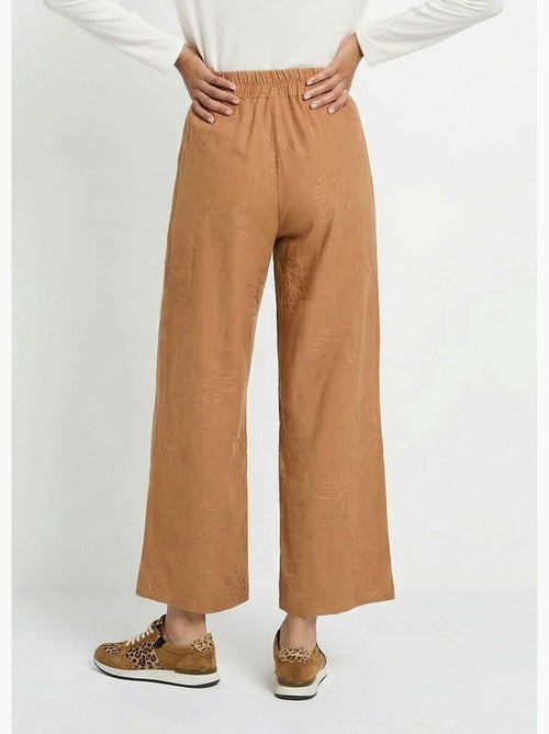 Pantalon large élastiqué brodé feuillage - Afibel - Kiabi