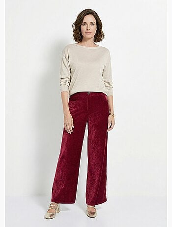 Pantalon large élastiqué en velours ras - afibel