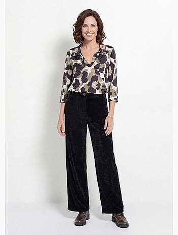 Pantalon large élastiqué en velours ras - afibel