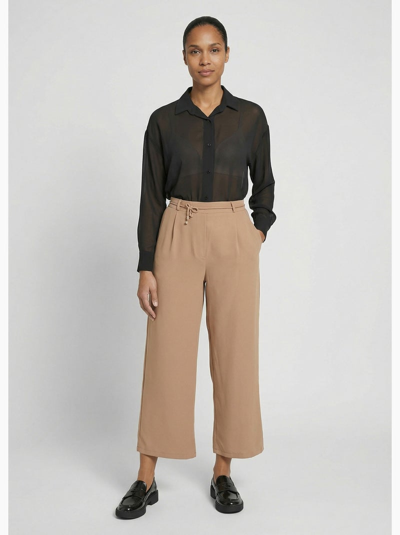Pantalon large élastiqué, Essentiel - Afibel Camel - Kiabi