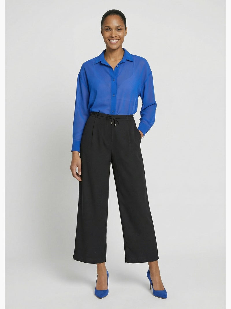 Pantalon large élastiqué, Essentiel - Afibel Noir - Kiabi