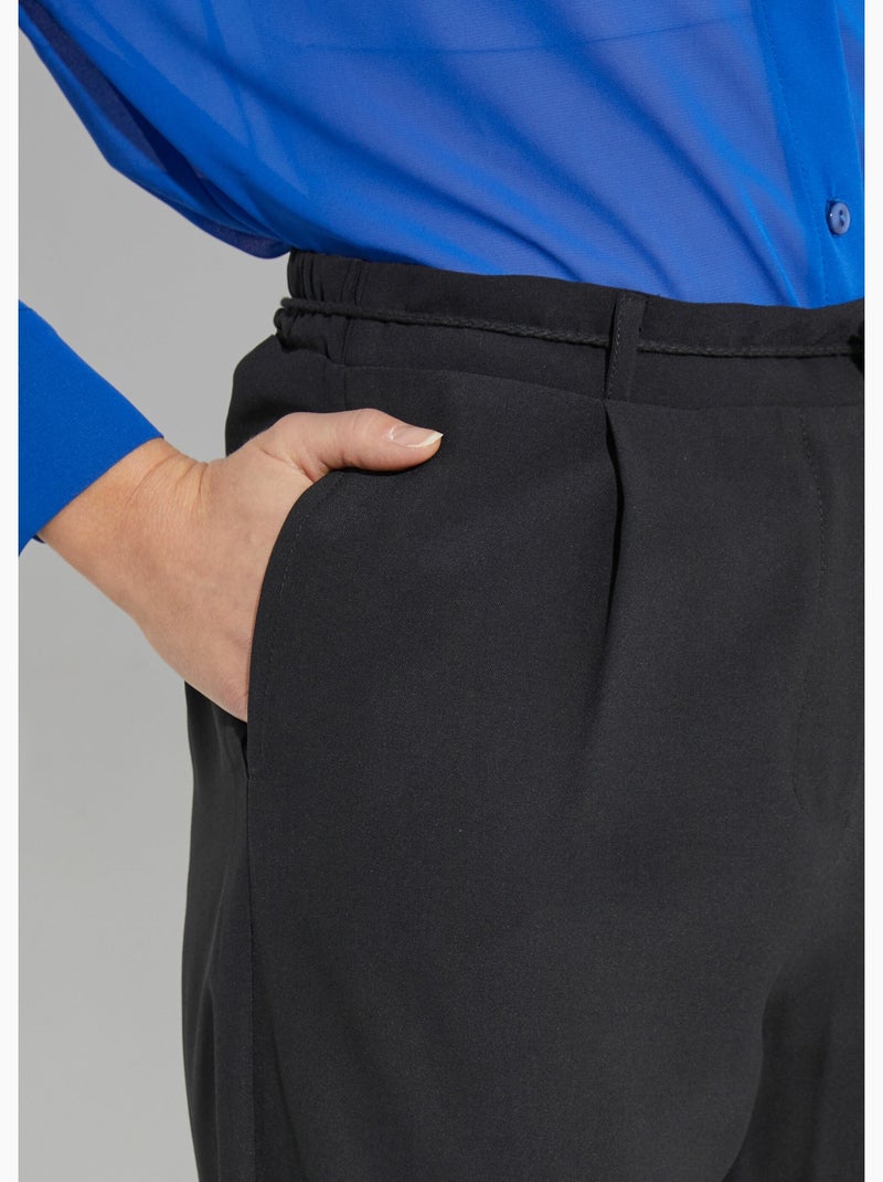 Pantalon large élastiqué, Essentiel - Afibel Noir - Kiabi