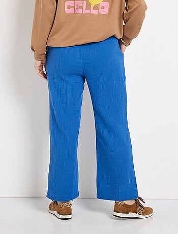 Pantalon large élastiqué gaze de coton