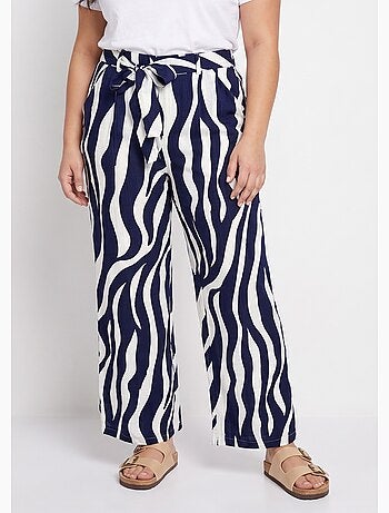 Pantalon large élastiqué, imprimé vagues - AFIBEL