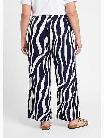 Pantalon large élastiqué, imprimé vagues - AFIBEL