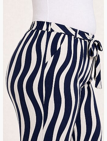 Pantalon large élastiqué, imprimé vagues - AFIBEL