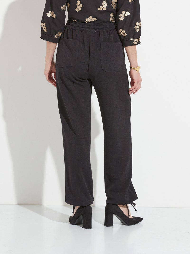 Pantalon large élastiqué maille crêpe - AFIBEL Noir - Kiabi
