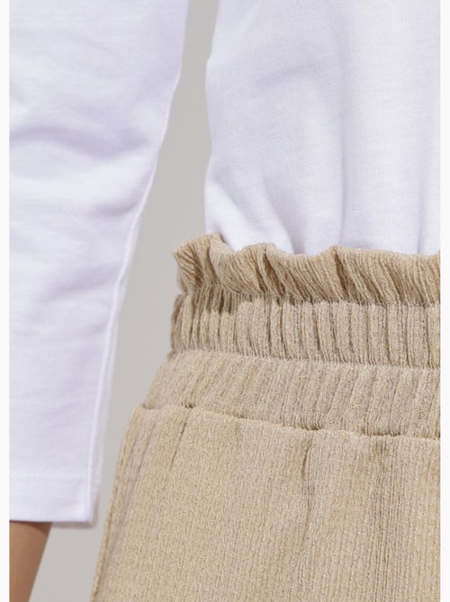 Pantalon large élastiqué, maille relief - Afibel - Kiabi