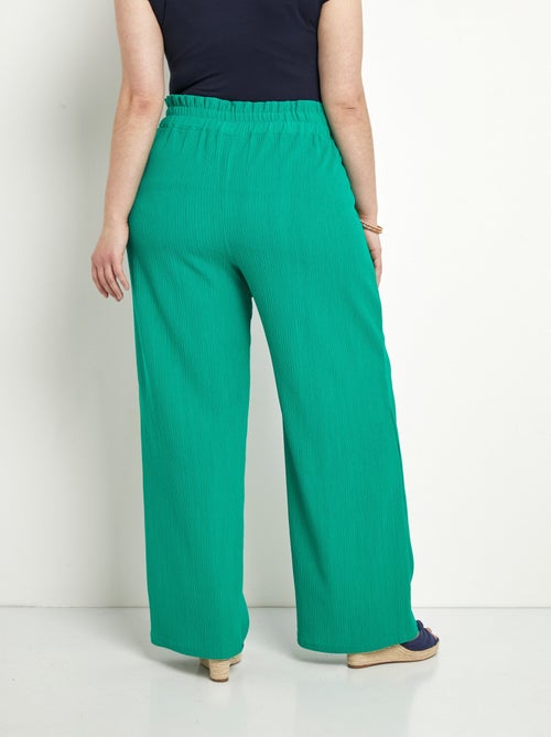 Pantalon large élastiqué, maille relief - Afibel - Kiabi