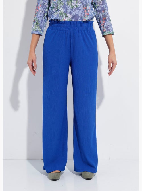 Pantalon large élastiqué maille reliefée - Afibel - Kiabi