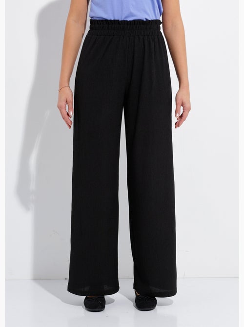 Pantalon large élastiqué maille reliefée - Afibel - Kiabi