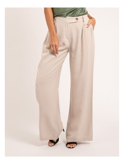 Pantalon large taille haute - beige - Kiabi - 22.00€