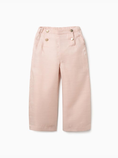 Pantalon large en acétate avec boutons décoratifs - Kiabi