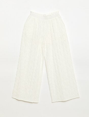 Pantalon large en broderie anglaise