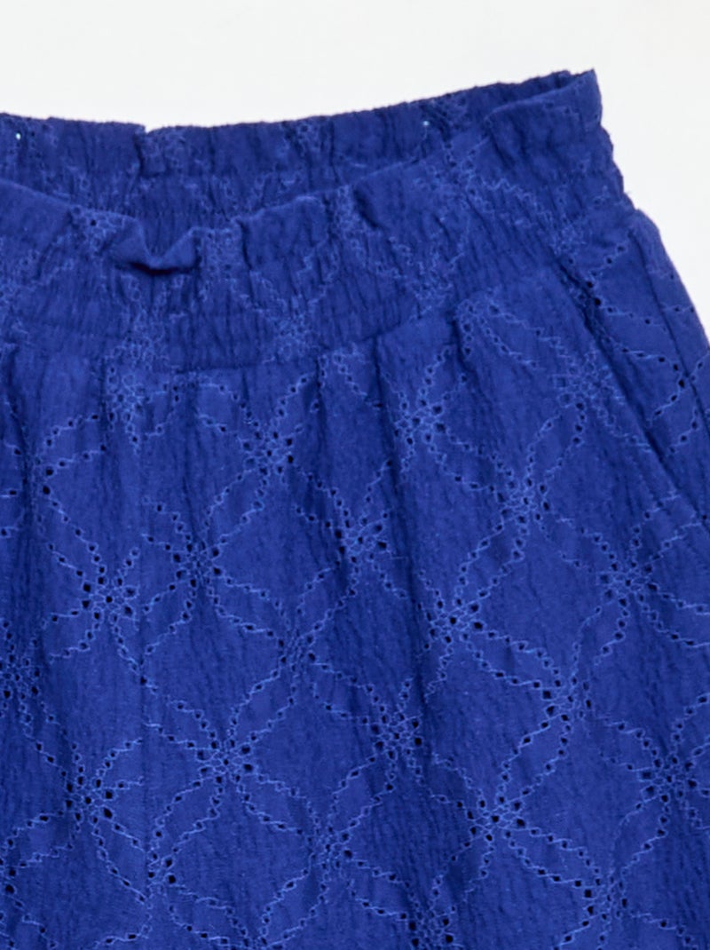 Pantalon large en broderie anglaise Bleu - Kiabi