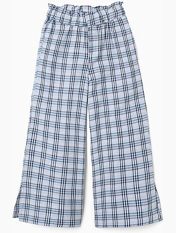Pantalon large en coton à carreaux B&S