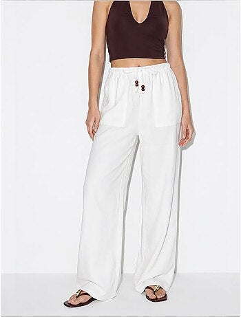Pantalon large en coton à taille coulissée lucci
