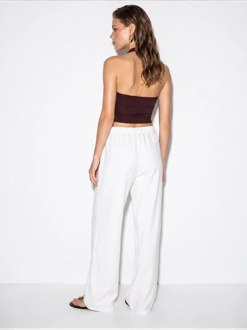 Pantalon large en coton à taille coulissée lucci - Kiabi