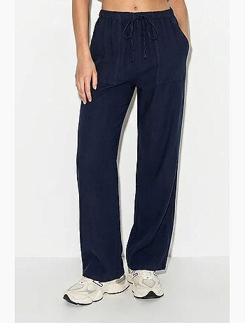 Pantalon large en coton à taille coulissée lucci