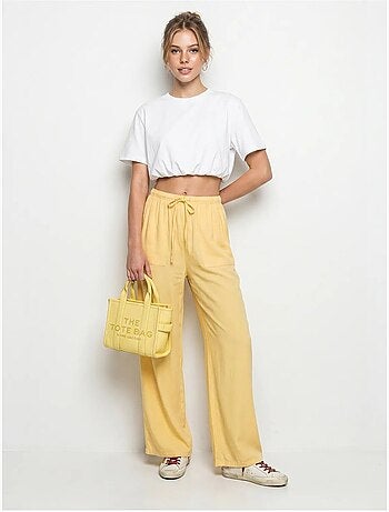 Pantalon large en coton à taille coulissée lucci