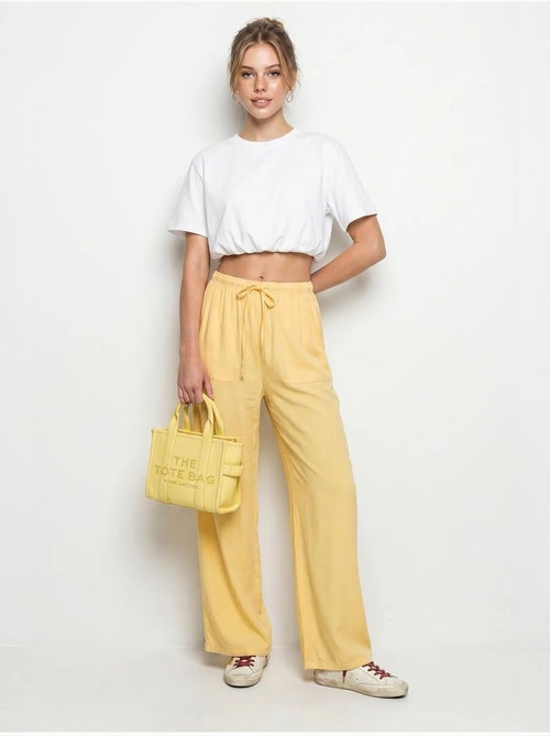 Pantalon large en coton à taille coulissée lucci - Kiabi Pantalon large en coton à taille coulissée lucci - Kiabi