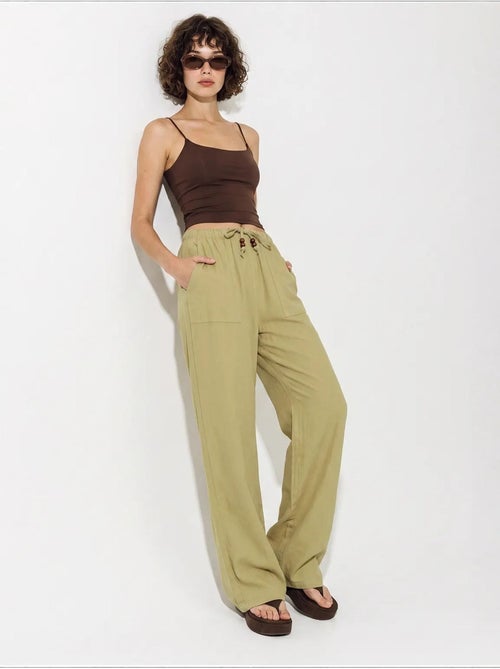 Pantalon large en coton à taille coulissée lucci - Kiabi Pantalon large en coton à taille coulissée lucci - Kiabi