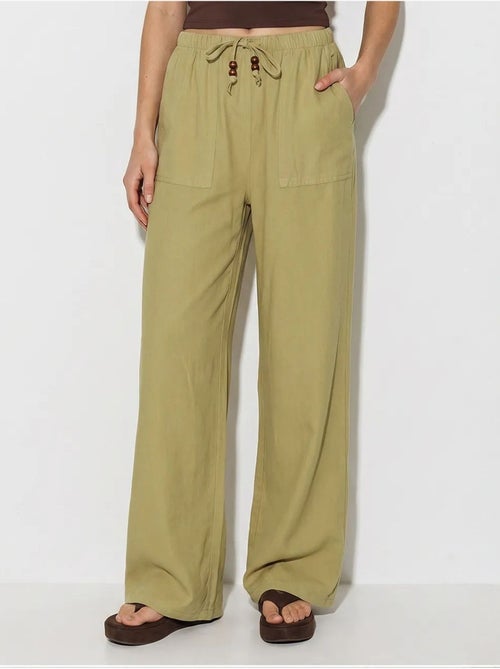 Pantalon large en coton à taille coulissée lucci - Kiabi Pantalon large en coton à taille coulissée lucci - Kiabi