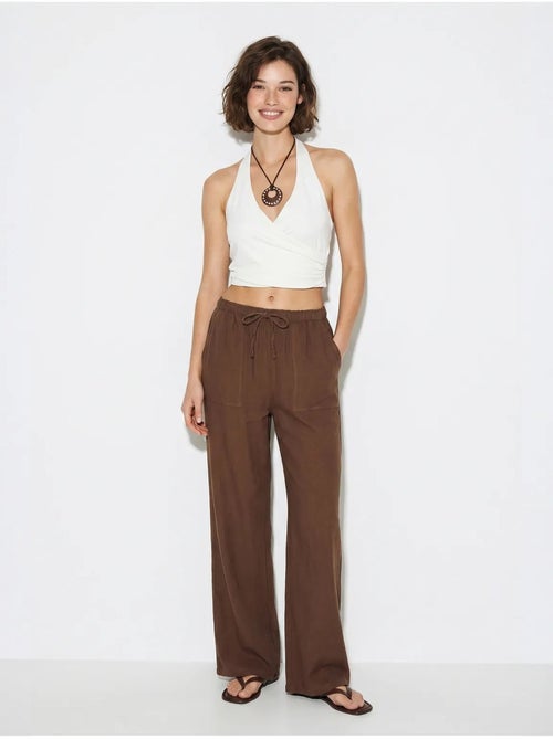 Pantalon large en coton à taille coulissée lucci - Kiabi Pantalon large en coton à taille coulissée lucci - Kiabi