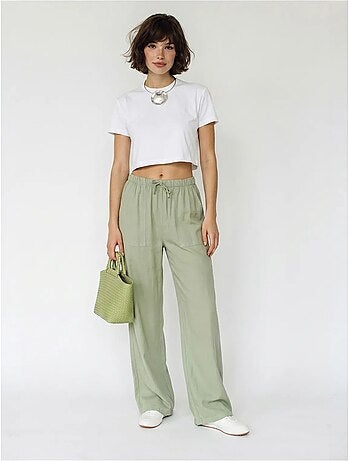 Pantalon large en coton à taille coulissée lucci