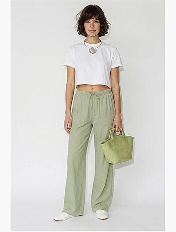 Pantalon large en coton à taille coulissée lucci