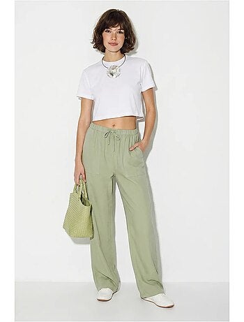 Pantalon large en coton à taille coulissée lucci