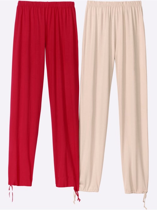 Pantalon large en coton avec ceinture élastique et ruban réglable - taille standard - moda vilona - Kiabi