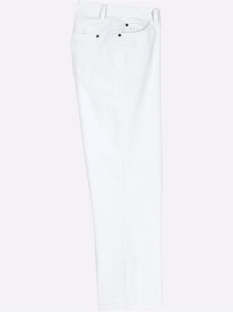 Pantalon large en coton doux à 5 poches avec broderie - Taille courte - Witt Blanc - Kiabi